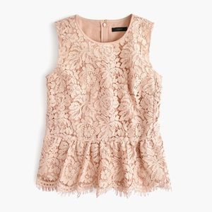 J.Crew Beige Floral Lace Peplum Top in Faded Teak
